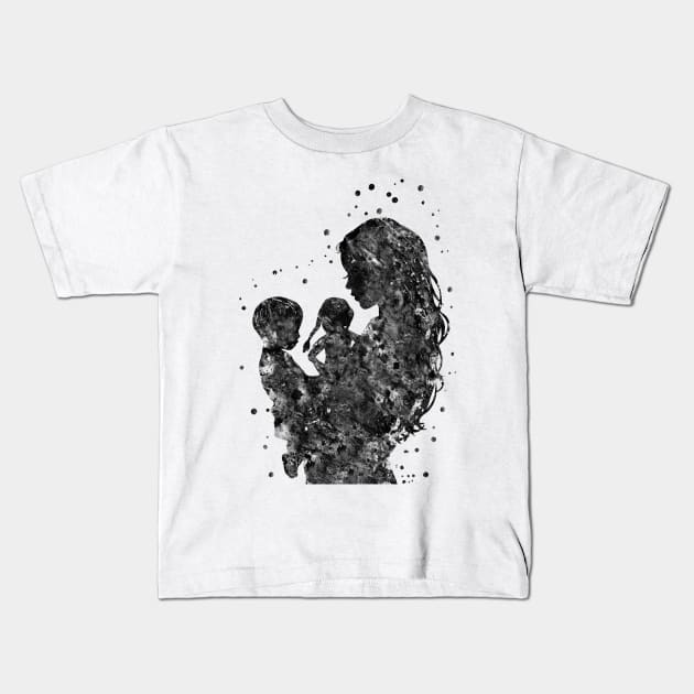 Mother with son and daughter Kids T-Shirt by RosaliArt